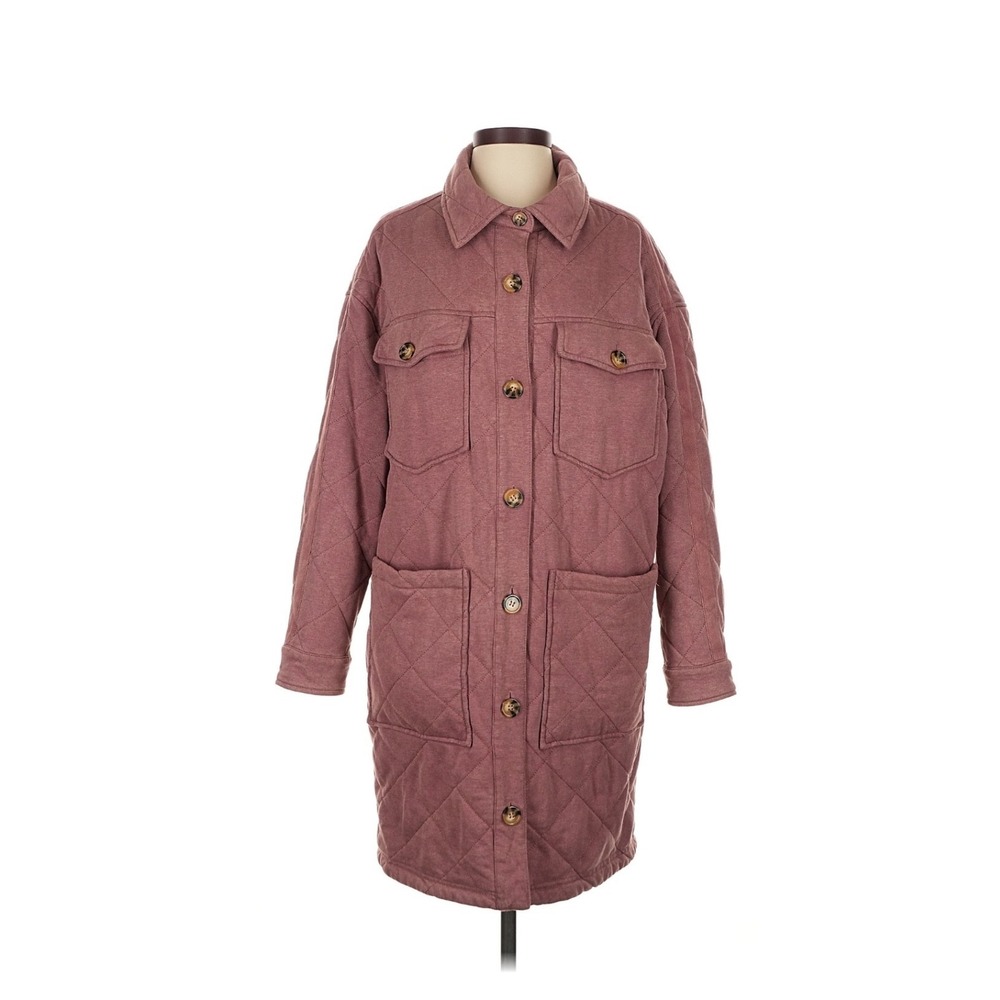 Bagatelle Collection Mauve Quilted Shacket Long Jacket Womens Medium Rose Pink